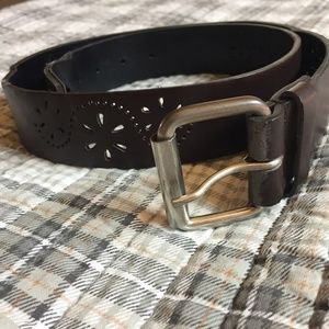Ladie's Dark Brown Floral Cutout Belt